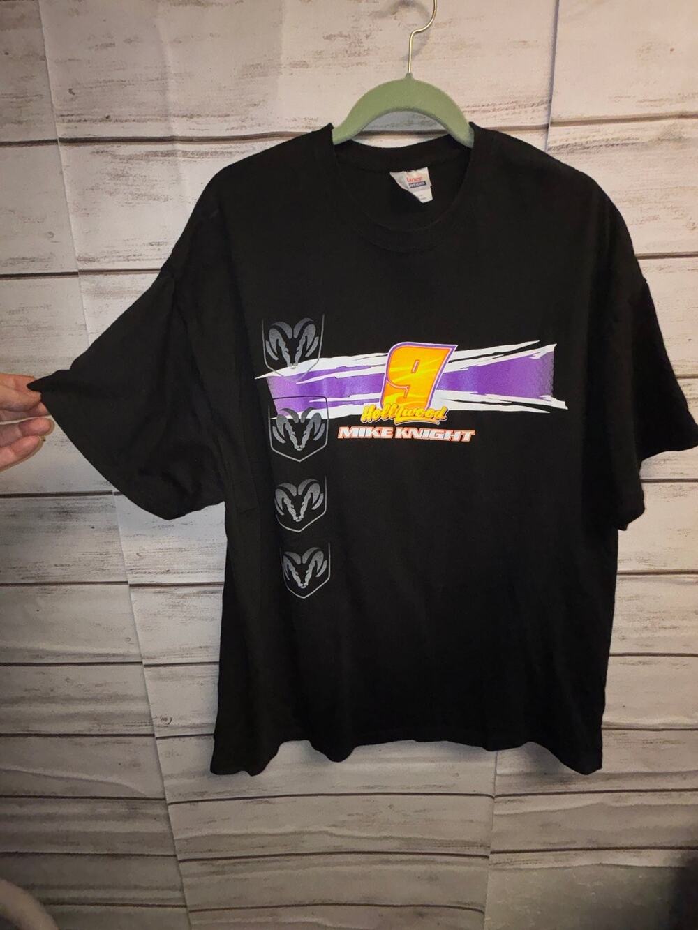 Hanes T-Shirt Men's Black XL Mike Knight Racing Graphic Tee Cotton Second Shirt